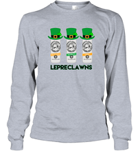 Load image into Gallery viewer, St Patrick's Irish Day Lepreclawns Lucky Shamrock Drinking Long Sleeve T-Shirt