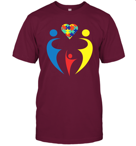 Family Shirt Trio Heart Puzzle Autism Awareness T-Shirt