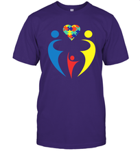 Load image into Gallery viewer, Family Shirt Trio Heart Puzzle Autism Awareness T-Shirt