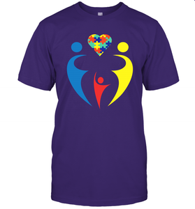 Family Shirt Trio Heart Puzzle Autism Awareness T-Shirt