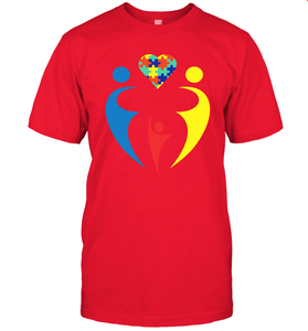 Family Shirt Trio Heart Puzzle Autism Awareness T-Shirt