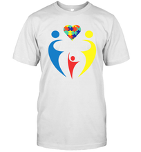 Load image into Gallery viewer, Family Shirt Trio Heart Puzzle Autism Awareness T-Shirt