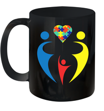 Load image into Gallery viewer, Family Shirt Trio Heart Puzzle Autism Awareness Ceramic Mug 11oz