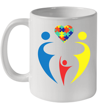 Load image into Gallery viewer, Family Shirt Trio Heart Puzzle Autism Awareness Ceramic Mug 11oz