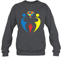 Load image into Gallery viewer, Family Shirt Trio Heart Puzzle Autism Awareness Sweatshirt