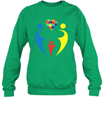 Load image into Gallery viewer, Family Shirt Trio Heart Puzzle Autism Awareness Sweatshirt