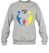 Load image into Gallery viewer, Family Shirt Trio Heart Puzzle Autism Awareness Sweatshirt