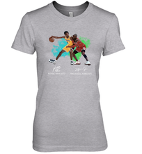 Load image into Gallery viewer, Kobe Bryant And Michael Jordan Signatures Graphic Premium Women's T-Shirt