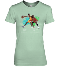 Load image into Gallery viewer, Kobe Bryant And Michael Jordan Signatures Graphic Premium Women's T-Shirt