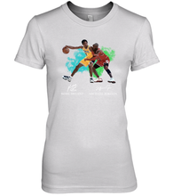 Load image into Gallery viewer, Kobe Bryant And Michael Jordan Signatures Graphic Premium Women's T-Shirt