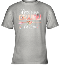Load image into Gallery viewer, Family Shirt First Time Grandma Est 2020 Granny Floral Youth T-Shirt