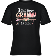 Load image into Gallery viewer, Family Shirt First Time Grandma Est 2020 Granny Floral Youth T-Shirt