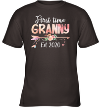 Load image into Gallery viewer, Family Shirt First Time Grandma Est 2020 Granny Floral Youth T-Shirt