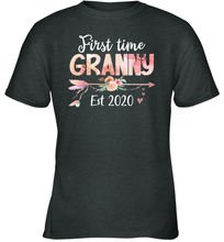 Load image into Gallery viewer, Family Shirt First Time Grandma Est 2020 Granny Floral Youth T-Shirt