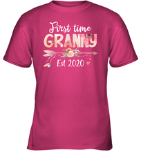Load image into Gallery viewer, Family Shirt First Time Grandma Est 2020 Granny Floral Youth T-Shirt