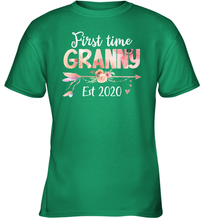 Load image into Gallery viewer, Family Shirt First Time Grandma Est 2020 Granny Floral Youth T-Shirt