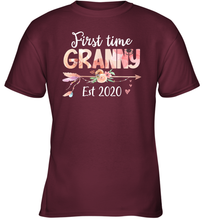 Load image into Gallery viewer, Family Shirt First Time Grandma Est 2020 Granny Floral Youth T-Shirt