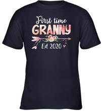 Load image into Gallery viewer, Family Shirt First Time Grandma Est 2020 Granny Floral Youth T-Shirt