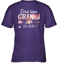 Load image into Gallery viewer, Family Shirt First Time Grandma Est 2020 Granny Floral Youth T-Shirt