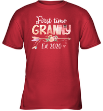 Load image into Gallery viewer, Family Shirt First Time Grandma Est 2020 Granny Floral Youth T-Shirt