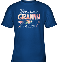 Load image into Gallery viewer, Family Shirt First Time Grandma Est 2020 Granny Floral Youth T-Shirt