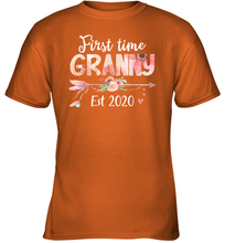 Load image into Gallery viewer, Family Shirt First Time Grandma Est 2020 Granny Floral Youth T-Shirt