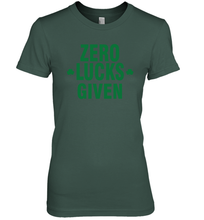 Load image into Gallery viewer, Zero Lucks Given Shirt Lucky Green St. Patrick's Day Premium Women's T-Shirt
