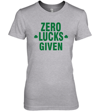 Load image into Gallery viewer, Zero Lucks Given Shirt Lucky Green St. Patrick's Day Premium Women's T-Shirt
