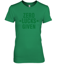 Load image into Gallery viewer, Zero Lucks Given Shirt Lucky Green St. Patrick's Day Premium Women's T-Shirt