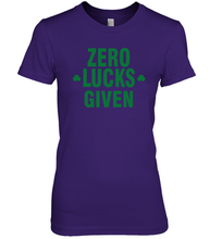 Load image into Gallery viewer, Zero Lucks Given Shirt Lucky Green St. Patrick's Day Premium Women's T-Shirt