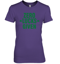 Load image into Gallery viewer, Zero Lucks Given Shirt Lucky Green St. Patrick's Day Premium Women's T-Shirt