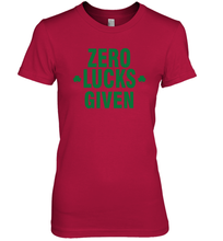 Load image into Gallery viewer, Zero Lucks Given Shirt Lucky Green St. Patrick's Day Premium Women's T-Shirt