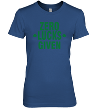 Load image into Gallery viewer, Zero Lucks Given Shirt Lucky Green St. Patrick's Day Premium Women's T-Shirt