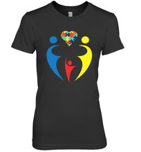 Load image into Gallery viewer, Family Shirt Trio Heart Puzzle Autism Awareness Premium Women's T-Shirt