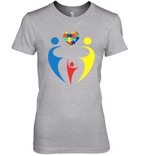 Load image into Gallery viewer, Family Shirt Trio Heart Puzzle Autism Awareness Premium Women's T-Shirt