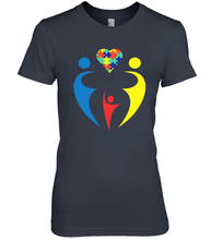 Load image into Gallery viewer, Family Shirt Trio Heart Puzzle Autism Awareness Premium Women's T-Shirt
