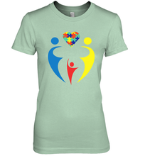 Load image into Gallery viewer, Family Shirt Trio Heart Puzzle Autism Awareness Premium Women's T-Shirt