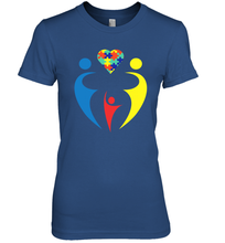Load image into Gallery viewer, Family Shirt Trio Heart Puzzle Autism Awareness Premium Women's T-Shirt
