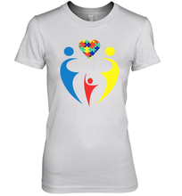 Load image into Gallery viewer, Family Shirt Trio Heart Puzzle Autism Awareness Premium Women's T-Shirt