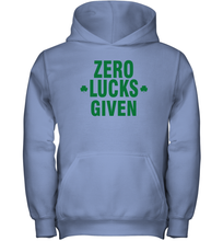 Load image into Gallery viewer, Zero Lucks Given Shirt Lucky Green St. Patrick's Day Youth Hoodie