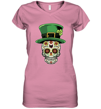 Load image into Gallery viewer, Sugar Skull Of Dead Shirt St. Patrick's Day Women's V-Neck T-Shirt