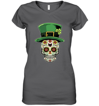 Load image into Gallery viewer, Sugar Skull Of Dead Shirt St. Patrick's Day Women's V-Neck T-Shirt