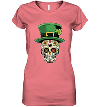 Load image into Gallery viewer, Sugar Skull Of Dead Shirt St. Patrick's Day Women's V-Neck T-Shirt