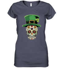 Load image into Gallery viewer, Sugar Skull Of Dead Shirt St. Patrick's Day Women's V-Neck T-Shirt
