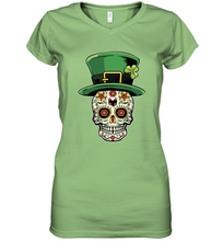 Load image into Gallery viewer, Sugar Skull Of Dead Shirt St. Patrick's Day Women's V-Neck T-Shirt