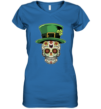 Load image into Gallery viewer, Sugar Skull Of Dead Shirt St. Patrick's Day Women's V-Neck T-Shirt