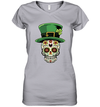 Load image into Gallery viewer, Sugar Skull Of Dead Shirt St. Patrick's Day Women's V-Neck T-Shirt
