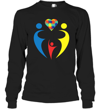 Load image into Gallery viewer, Family Shirt Trio Heart Puzzle Autism Awareness Long Sleeve T-Shirt