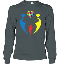Load image into Gallery viewer, Family Shirt Trio Heart Puzzle Autism Awareness Long Sleeve T-Shirt