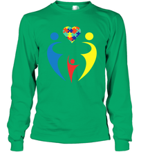 Load image into Gallery viewer, Family Shirt Trio Heart Puzzle Autism Awareness Long Sleeve T-Shirt